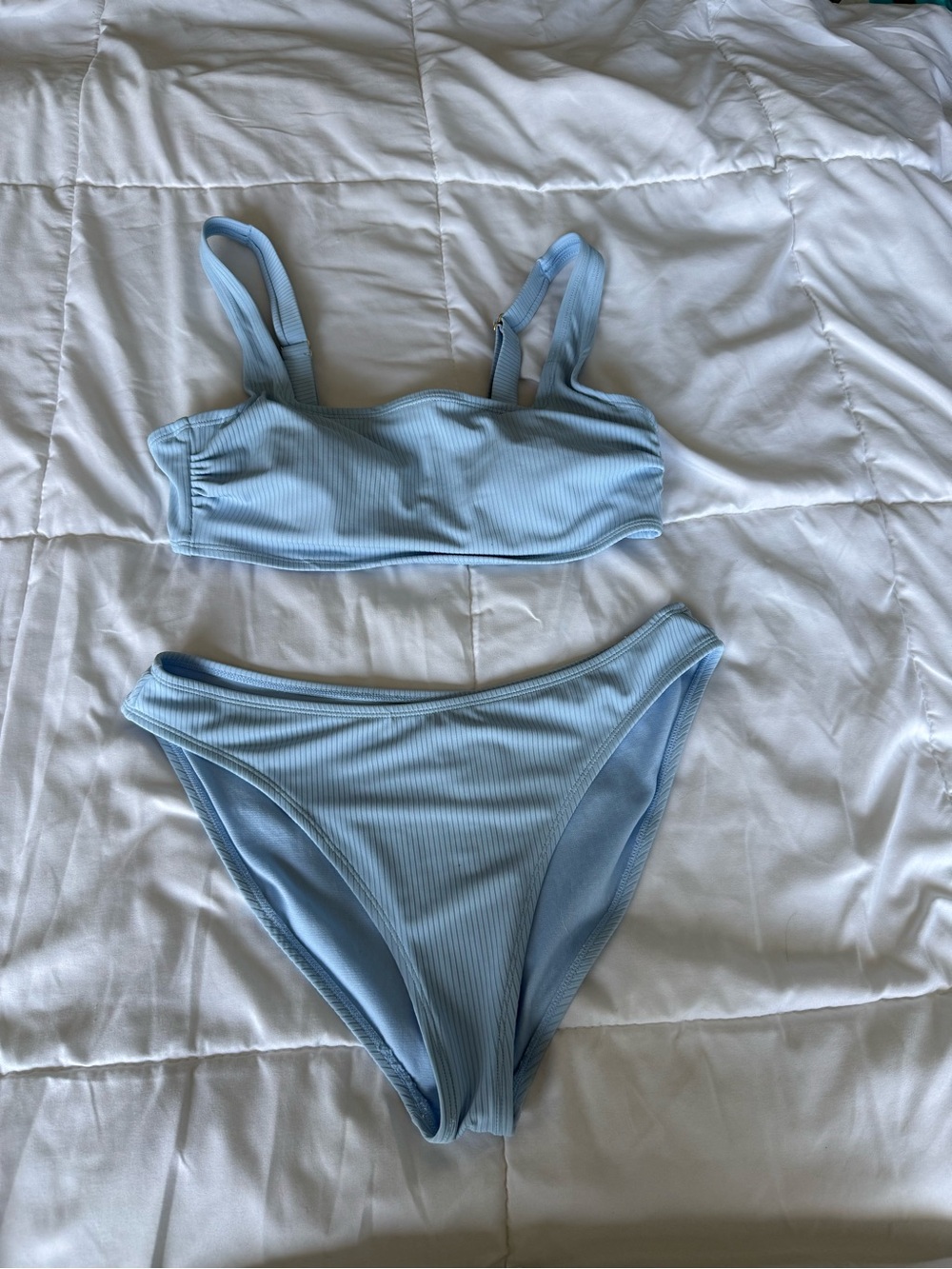 Tahiti Ribbed Light Blue Bikini Bottom